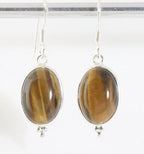 Fijne zilveren oorbellen met tijgeroog afbeelding 1