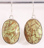 Grote ovale zilveren oorbellen met appelgroene turkoois afbeelding 1