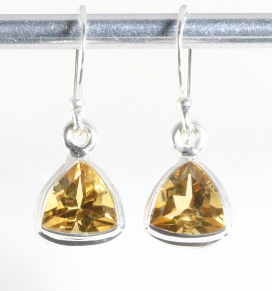 Hoogglans zilveren oorbellen met citrien afbeelding 1