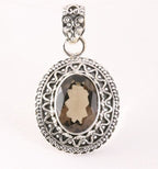 Bewerkte zilveren hanger met rookkwarts afbeelding 1