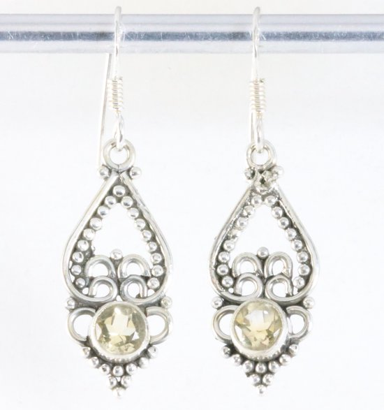 Fijne opengewerkte zilveren oorbellen met citrien afbeelding 1