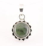 Fijne bewerkte ronde zilveren hanger met jade afbeelding 1