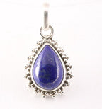 Fijne bewerkte druppelvormige zilveren hanger met lapis lazuli afbeelding 1