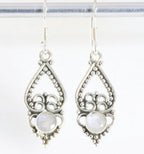 Fijne opengewerkte zilveren oorbellen met regenboog maansteen afbeelding 1