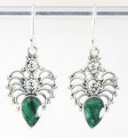 Opengewerkte zilveren oorbellen met smaragd afbeelding 1