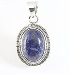 Fijne bewerkte ovale zilveren hanger met lapis lazuli afbeelding 1