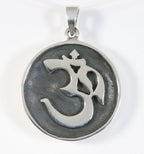 Grote ronde zilveren hanger met ohm teken afbeelding 1