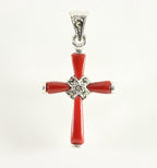 Fijne zilveren kruishanger met carneool en marcasiet afbeelding 1