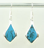 Druppelvormige zilveren oorbellen met blauwe turkoois afbeelding 1