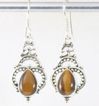 Opengewerkte zilveren oorbellen met tijgeroog afbeelding 1
