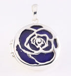 Rond bewerkt zilveren medaillon met lapis lazuli afbeelding 1