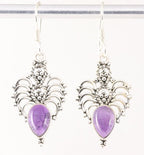 Opengewerkte zilveren oorbellen met amethist afbeelding 1