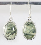 Ovale zilveren oorbellen met prehniet afbeelding 1
