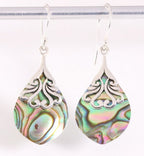 Bewerkte zilveren oorbellen met abalone schelp afbeelding 1