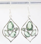 Opengewerkte zilveren oorbellen met groene amethist afbeelding 1