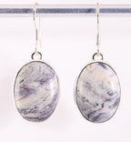 Ovale zilveren oorbellen met porcelein jaspis afbeelding 1