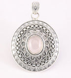 Bewerkte zilveren hanger met rozenkwarts afbeelding 5