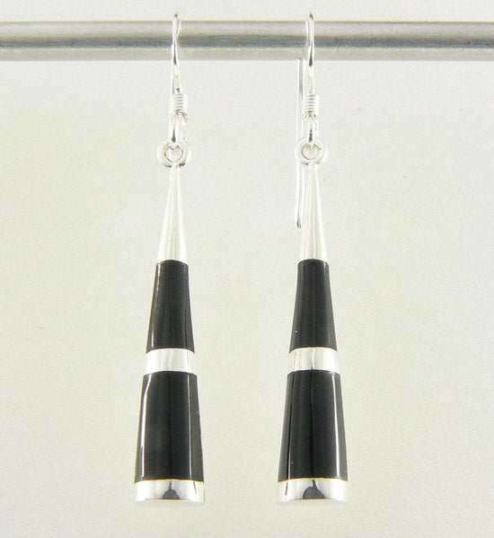 Zilveren oorbellen met onyx afbeelding 1