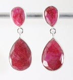 Zilveren oorstekers met robijn afbeelding 1