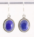 Bewerkte ovale zilveren oorbellen met lapis lazuli afbeelding 1