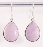 Druppelvormige zilveren oorbellen met roze fosfosideriet afbeelding 1