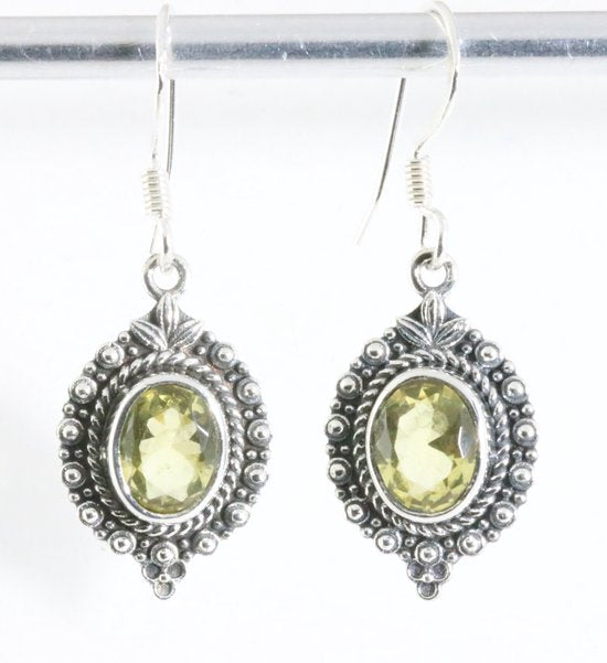 Fijne bewerkte zilveren oorbellen met citrien afbeelding 1