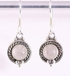 Fijne bewerkte zilveren oorbellen met rozenkwarts afbeelding 1