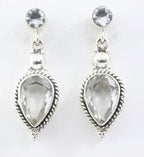 Bewerkte zilveren oorstekers met bergkristal afbeelding 1