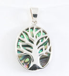 Zilveren hanger met levensboom op abalone schelp afbeelding 1