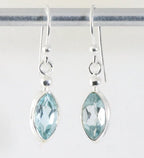 Fijne hoogglans zilveren oorbellen met blauwe topaas afbeelding 1