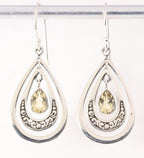 Opengewerkte zilveren oorbellen met citrien afbeelding 1