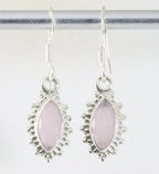 Fijne bewerkte zilveren oorbellen met rozenkwarts afbeelding 1