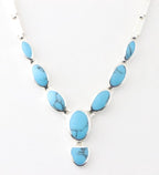 Hoogglans zilveren collier met blauwe turkoois afbeelding 1