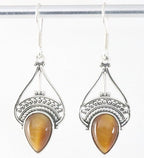 Opengewerkte zilveren oorbellen met tijgeroog afbeelding 1