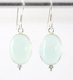 Fijne zilveren oorbellen met aqua chalcedoon afbeelding 1