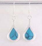 Druppelvormige zilveren oorbellen met blauwe turkoois afbeelding 4