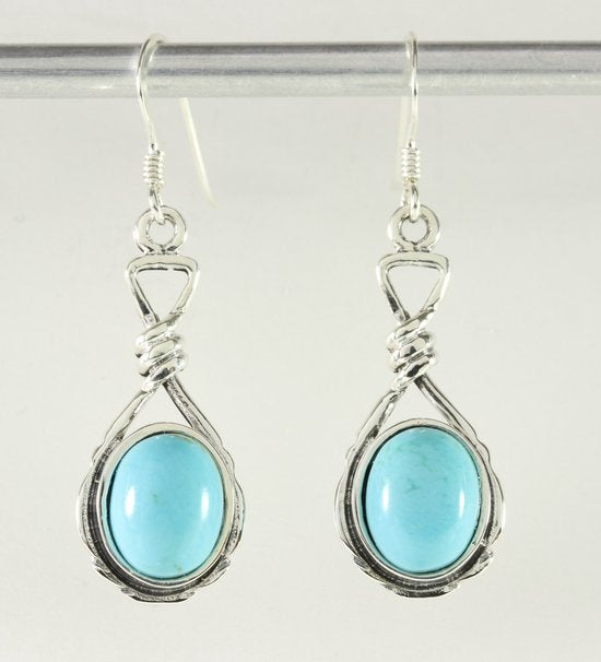 Geknoopte zilveren oorbellen met Arizona turkoois afbeelding 1