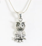 Zilveren uil hanger aan ketting afbeelding 1