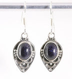 Fijne bewerkte zilveren oorbellen met blauwe zonnesteen afbeelding 1