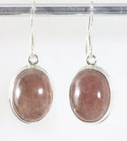 Ovale zilveren oorbellen met aardbeienkwarts afbeelding 1