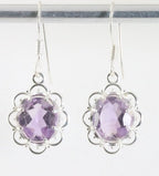 Fijne opengewerkte zilveren oorbellen met roze amethist afbeelding 1
