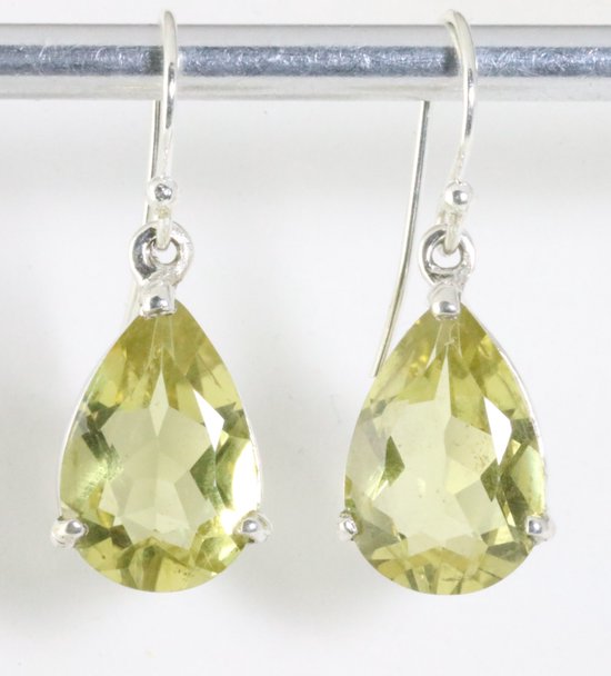 Zilveren oorbellen met lemon kwarts afbeelding 1
