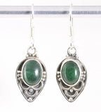 Fijne bewerkte zilveren oorbellen met jade afbeelding 1