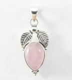 Bewerkte zilveren hanger met rozenkwarts afbeelding 1