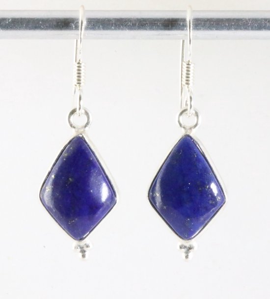 Fijne zilveren oorbellen met lapis lazuli afbeelding 1