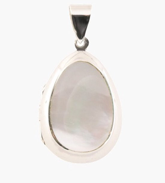 Zilveren medaillon met parelmoer afbeelding 1