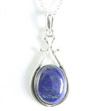 Zilveren hanger met lapis lazuli aan ketting afbeelding 1