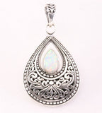 Bewerkte druppelvormige zilveren hanger met welo opaal afbeelding 5