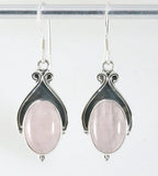 Bewerkte zilveren oorbellen met rozenkwarts afbeelding 1