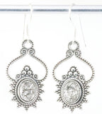 Bewerkte zilveren oorbellen met zwarte rutielkwarts afbeelding 1